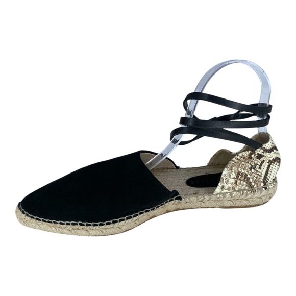 Freda Salvador Aria Angle Wrap Espadrille Black Suede Snakeskin 41 - Picture 6 of 12
